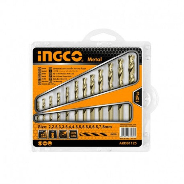 INGCO TWIST DRILL BITS SET HSS 12 PCS