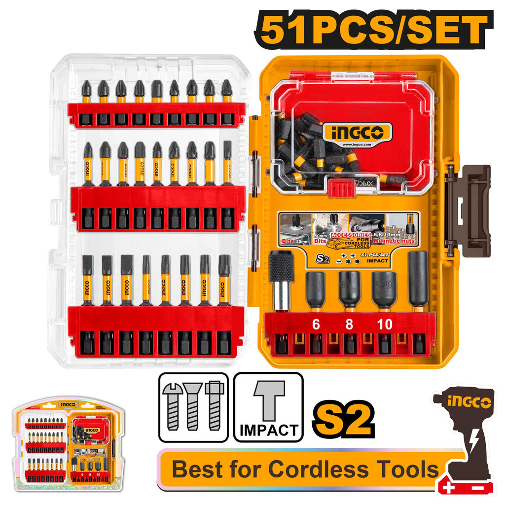 INGCO 51 PCS IMPACT SCREWDRIVER BITS SET AKDL25106