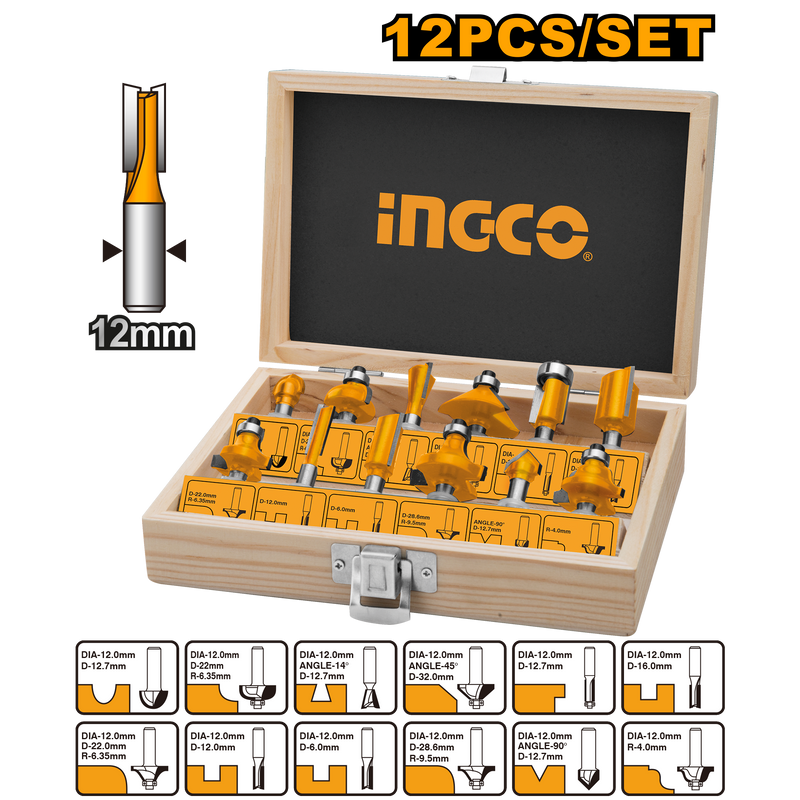 INGCO ROUTER BITS  SET  12 MM