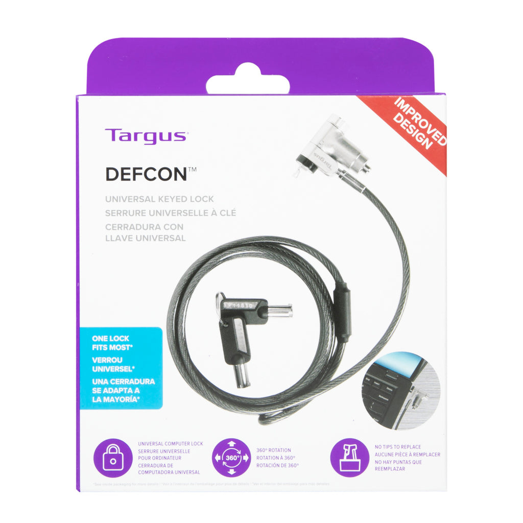 Targus DEFCON Ultimate Universal Keyed Cable Lock with Adaptable Lock Head