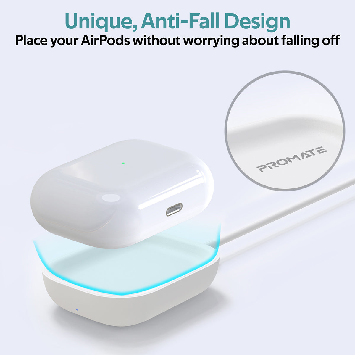 Promate Wireless Charger for Apple AirPods (AURAPOD-1.WHITE) PRO-AP-CH-AURAPOD-1.WHITE