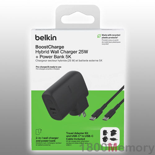 BELKIN HYBRID WALL CHARGER 25W + POWER BANK 5K + TRAVEL ADAPTER KIT BPZ003BT MBK-B6