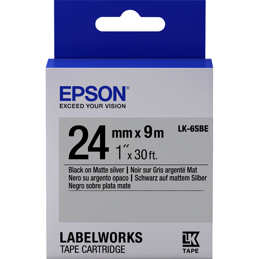 EPSON LABEL CARTRIDGE MATTE LK-6SBE BLACK/MATT SILVER 24MM (9M)