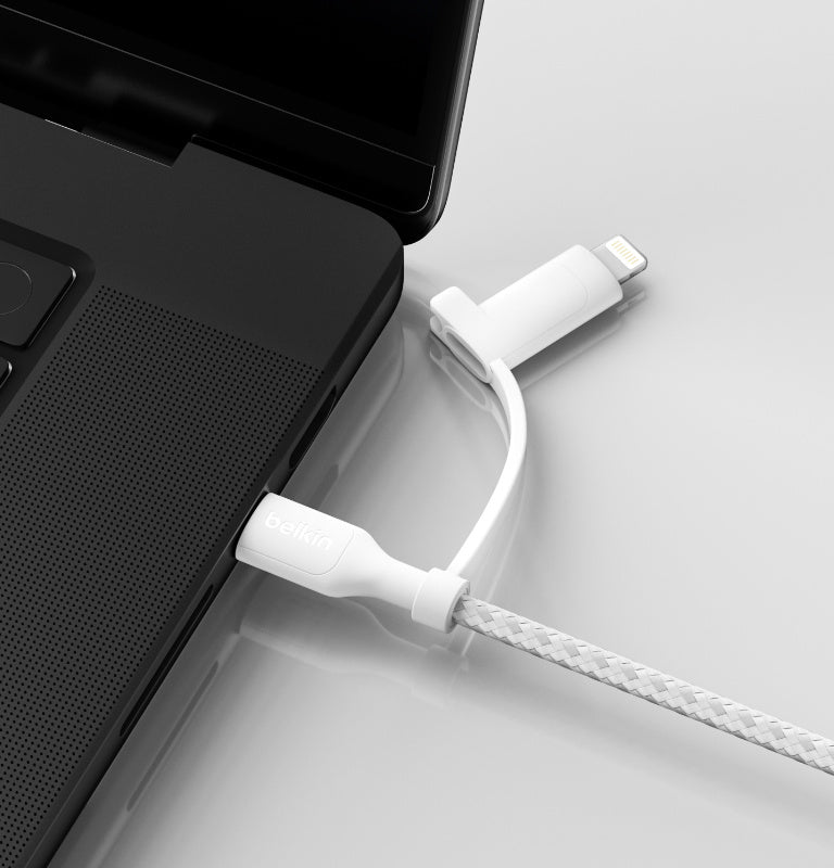 Belkin Booscharge 2in1 USB-C to USB-C Braided Cable with Lighting Adapter, 1.5M CAC003HQ1.5MWH