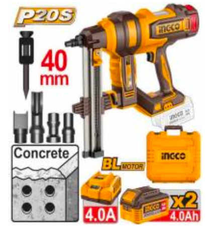 INGCO CORDLESS CONCRETE NAILER CCNLI9008