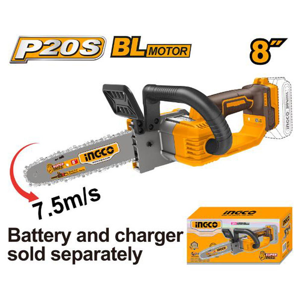 INGCO CHAIN SAW CORDLESS 8" 20 V
