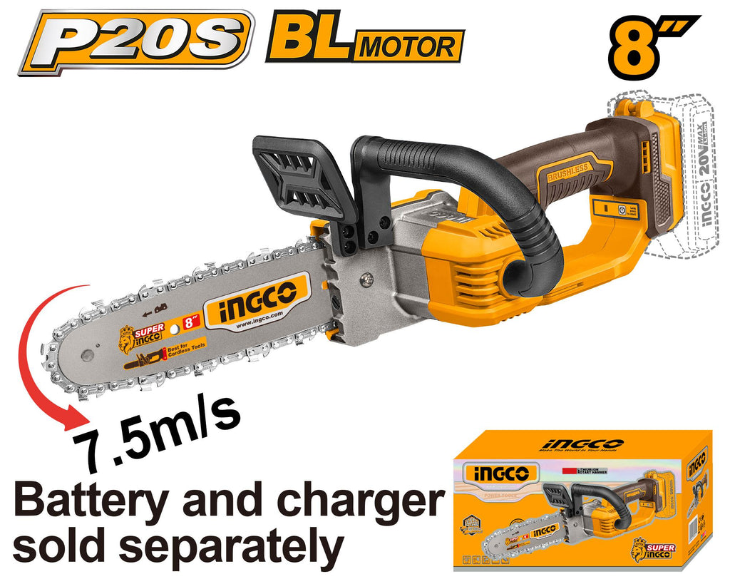 INGCO CHAIN SAW CORDLESS 8" 20 V