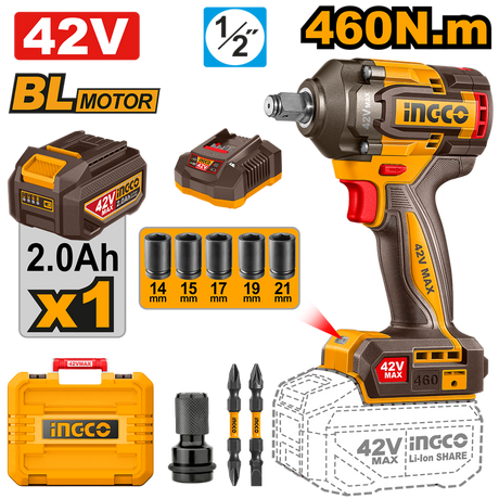 INGCO CORDLESS IMPACT WRENCH CIWLI42461