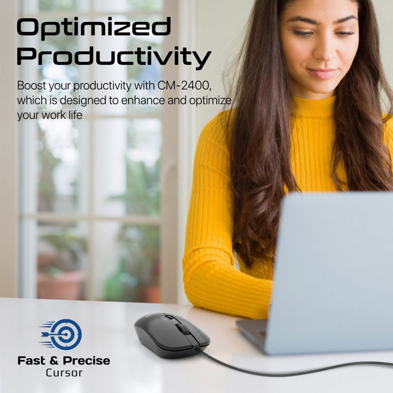 Promate CM2400 MaxComfort™ Adjustable DPI Wired Optical Mouse PRO-MU-CM-2400