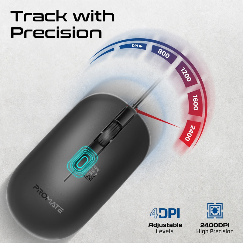 Promate CM2400 MaxComfort™ Adjustable DPI Wired Optical Mouse PRO-MU-CM-2400