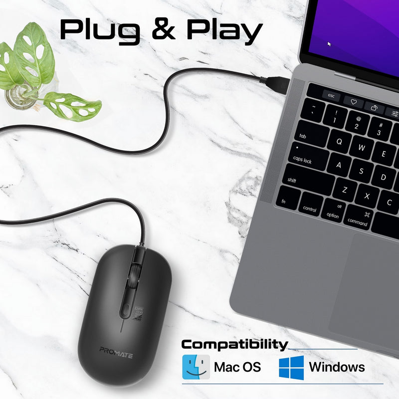 Promate CM2400 MaxComfort™ Adjustable DPI Wired Optical Mouse PRO-MU-CM-2400