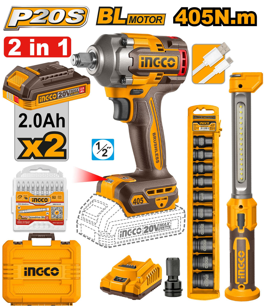 INGCO CORDLESS 2 PCS COMBO KIT COSLI23056