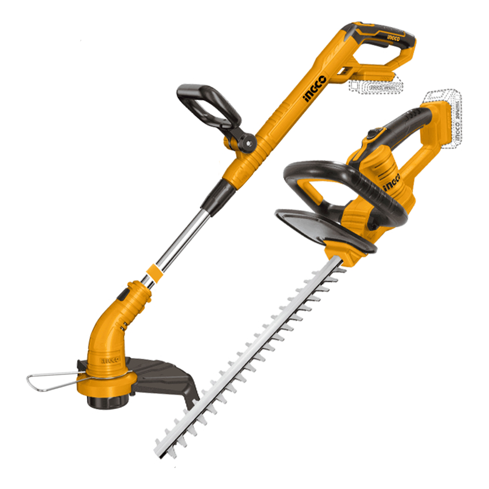 INGCO COMBO KIT 2 PCS 1PCS GRASS TRIMMER+1PCS HEDGE TRIMMER   20V