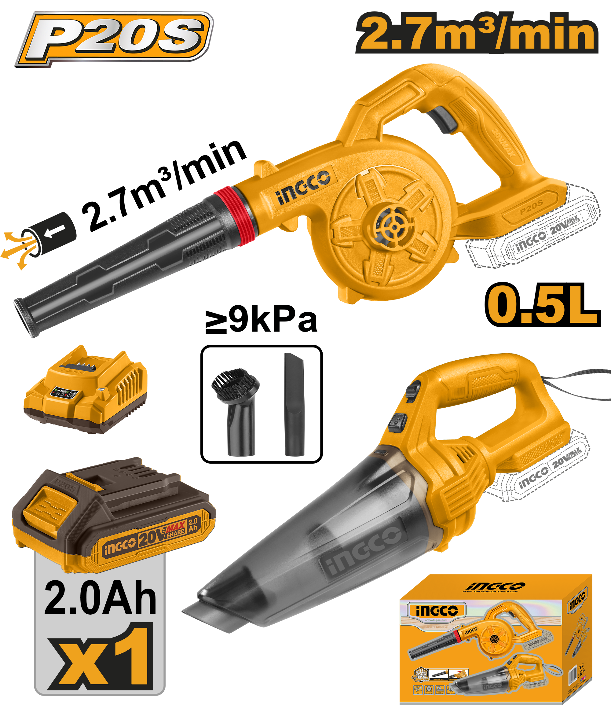 INGCO CORDLESS 2 PCS COMBO KIT COSLI240998