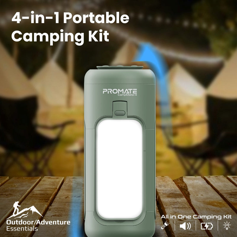 Promate Multifunctional Camping Kit with LED Light, 6000mAh Power Bank and Bluetooth Speaker (CampMate-4) PRO-CH-CampMate-4
