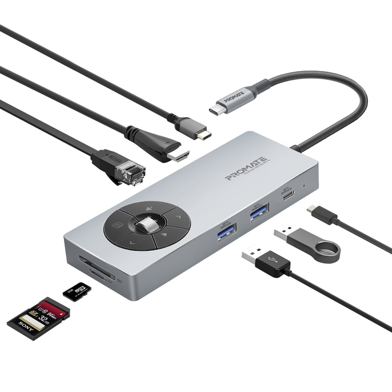Promate 14-in-1 Highspeed Multiport USB-C Hub with 100W PD Passthrough & Multimedia Controls (COMANDHUB-PRO) PRO-HUB-COMANDHUB-PRO