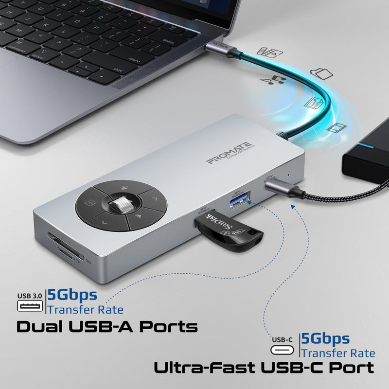 Promate 14-in-1 Highspeed Multiport USB-C Hub with 100W PD Passthrough & Multimedia Controls (COMANDHUB-PRO) PRO-HUB-COMANDHUB-PRO