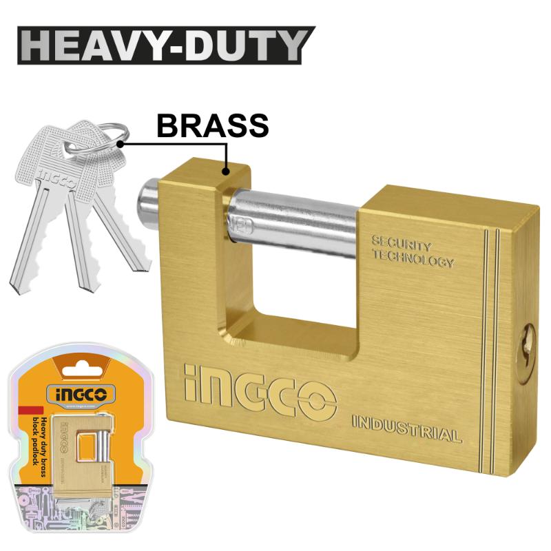 INGCO PADLOCK HEAVY DUTY BRASS BLOCK