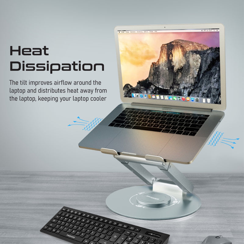 Promate Ergonomic Multi-Level Aluminium Laptop Stand DESKMATE-6.GREY PRO-COOL-DESKMATE-6.GREY