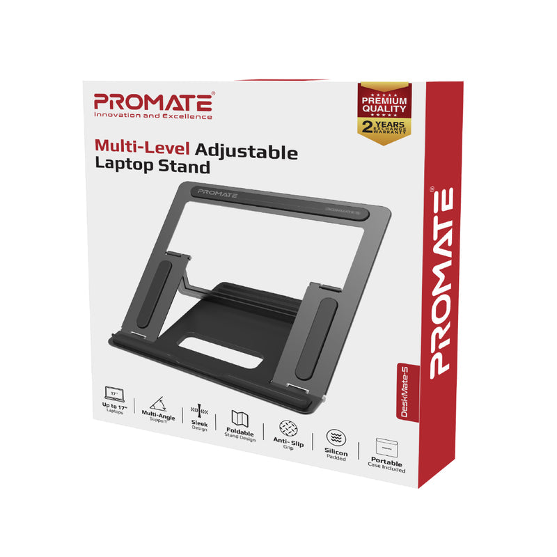 Promate Multi-Level Adjustable Laptop Stand DESKMATE-5.SILVER PRO-COOL-DESKMATE-5.SILVER