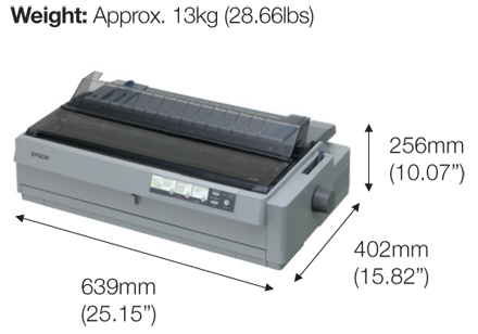 EPSON LQ-2190 DOT MATRIX PRINTER, 24-PINS, 136 COLUMN, ORIGINAL + 5 COPIES, 480 CPS