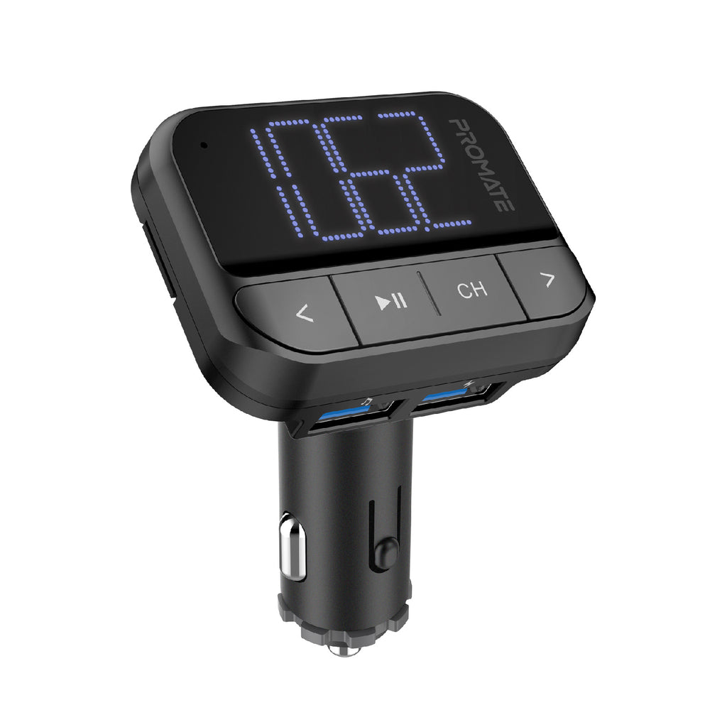 Promate In-Car FM Transmitter with Dual USB Ports EZFM-2 PRO-CAR-EZFM-2