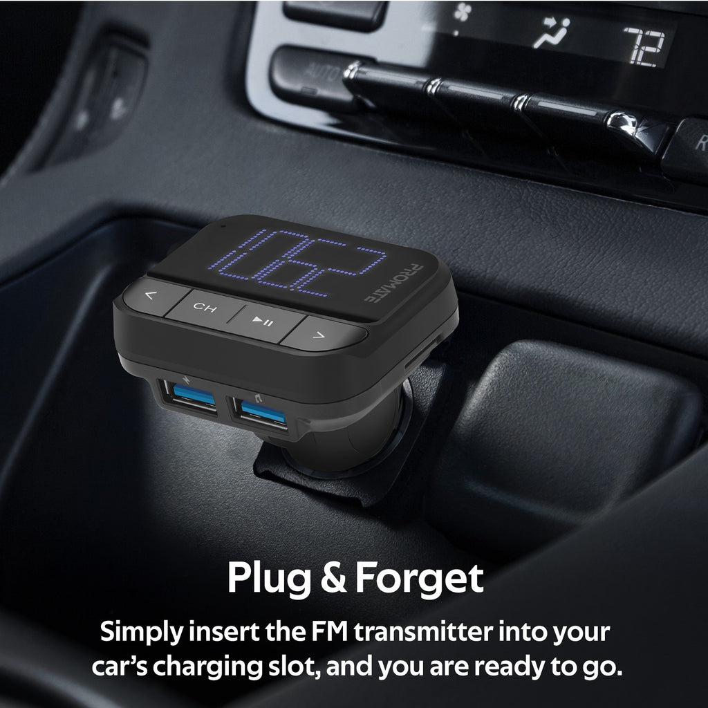 Promate In-Car FM Transmitter with Dual USB Ports EZFM-2 PRO-CAR-EZFM-2