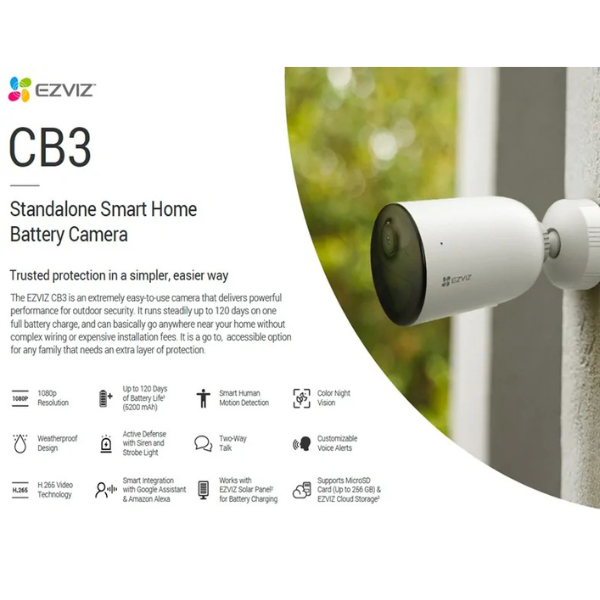 EZVIZ Standalone Smart Home Battery Camera (AOV Version) 2K 3MP