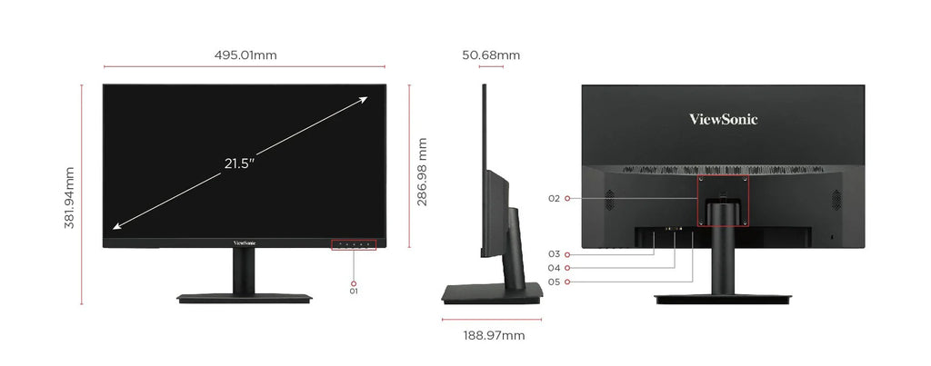 VIEWSONIC VA220-H, 22" FULL HD MONITOR, HDMI AND VGA