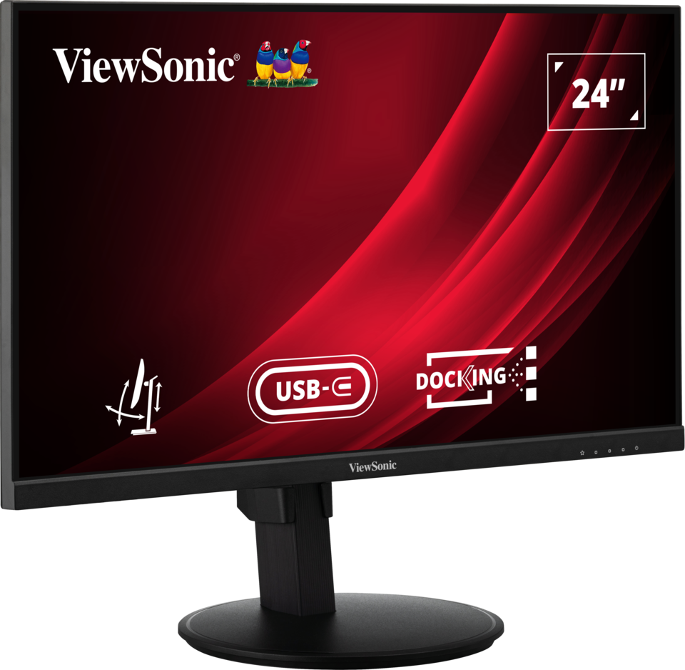 VIEWSONIC VG2409U-2 24" FULL HD ERGONOMIC DOCKING STATION - USB-C HUB, HDMI, DISPLAY PORTS