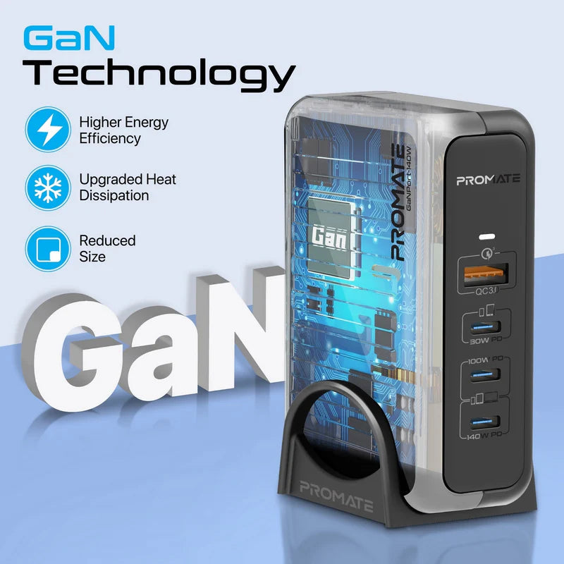 PROMATE 140W Super-Speed GaNFast™ Charging Station with Power Delivery 3.1 & Quick Charge 3.0 (GaNPort-140W) PRO-CH-GaNPort-140W