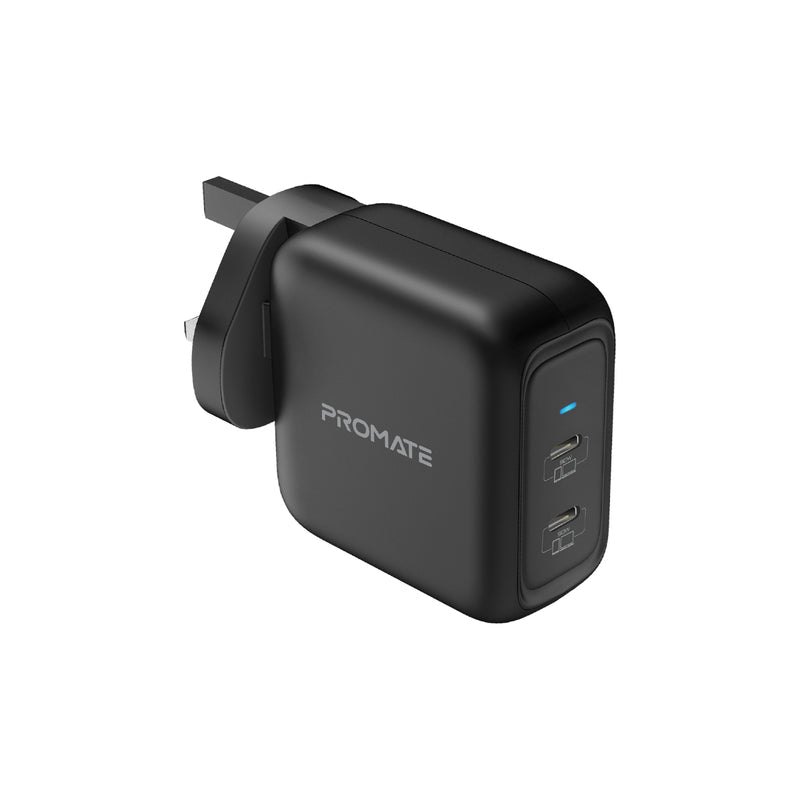Promate Wall Socket Charger Black GANPORT-90PD.EU-BK(2XUSB-C) PRO-CH-GANPORT-90PD.EU-BK