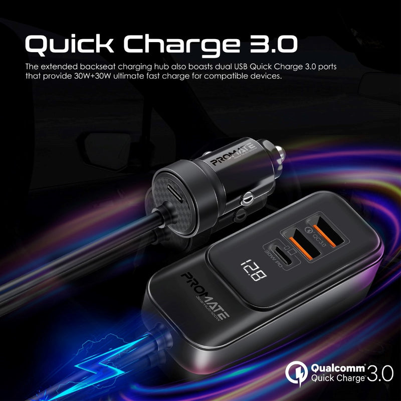Promate 120W RapidCharge Car Charger with Multi-Port Backseat Charging Hub GEARHUB-120W PRO-CC-GEARHUB-120W