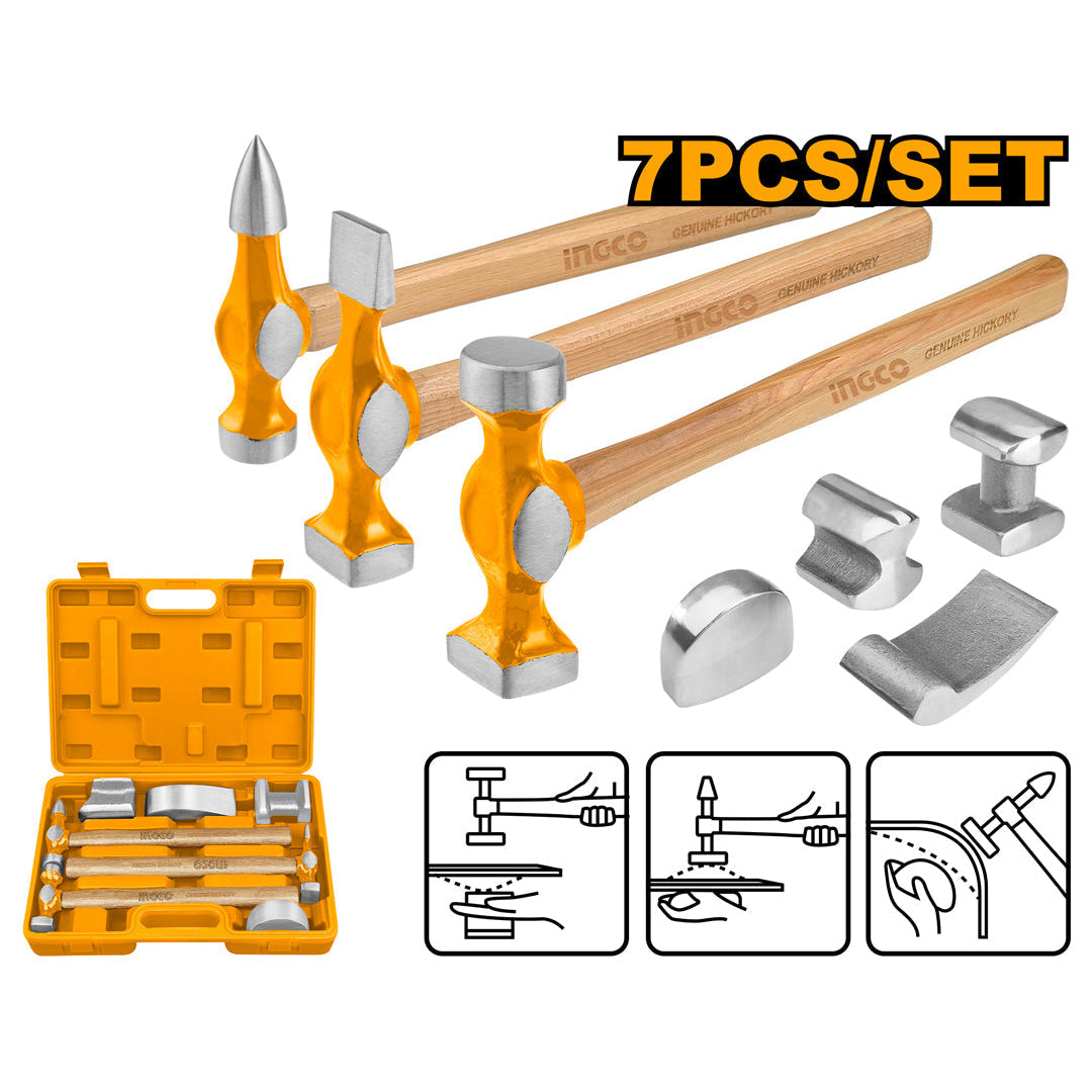 INGCO BODY AND FENDER HAMMER SET OF 7 PCS HBAFH0712