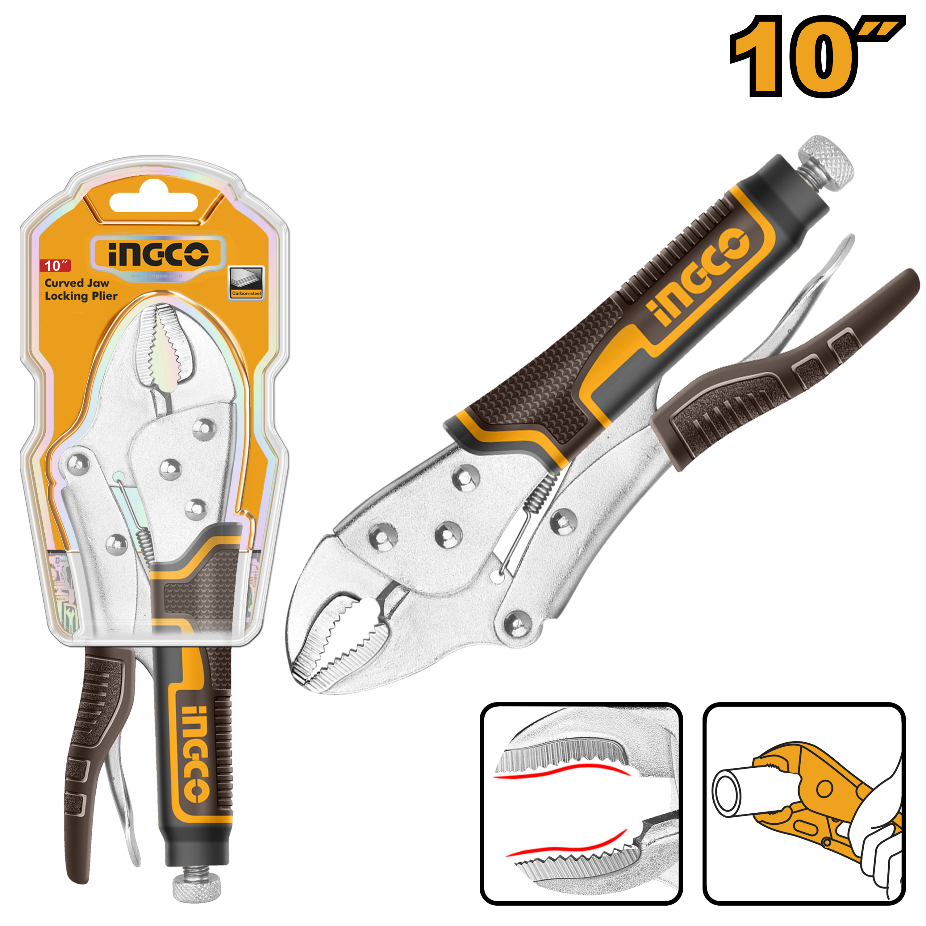 INGCO LOCKING PLIER CURVED JAW