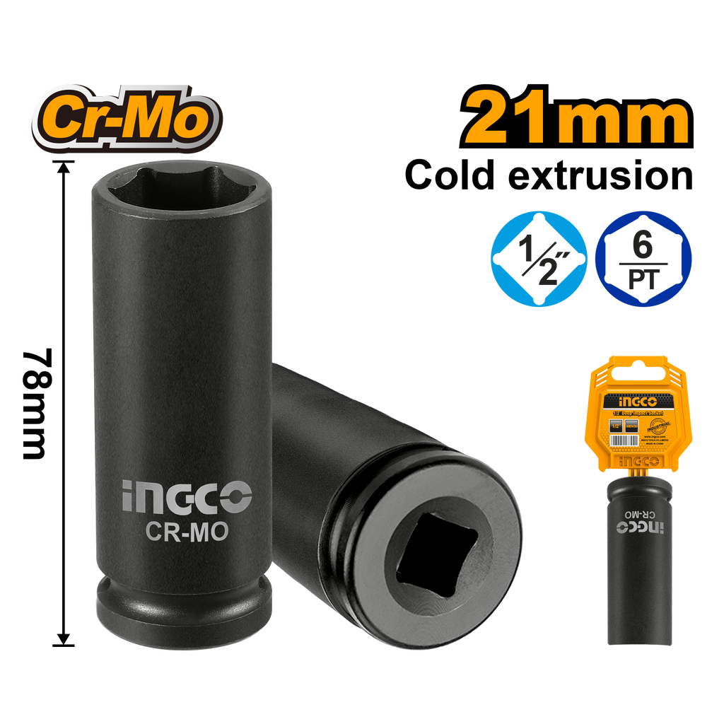 INGCO 1/2"DR. DEEP IMPACT SOCKET HDIS12212L