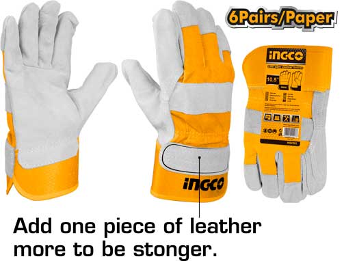INGCO GLOVES LEATHER 10.5"