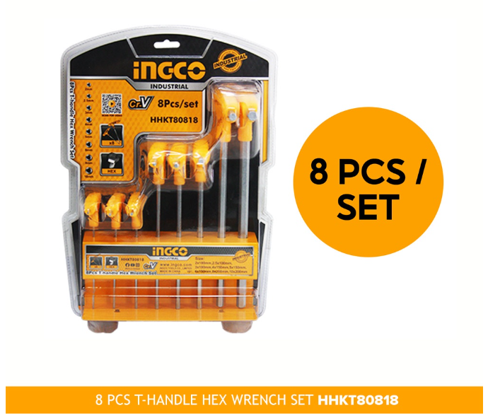 INGCO T-HANDLE SET OF 8 PCS HEX WRENCH