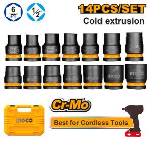 INGCO IMPACT SOCKET SET OF 14 PCS 1\2" DR.