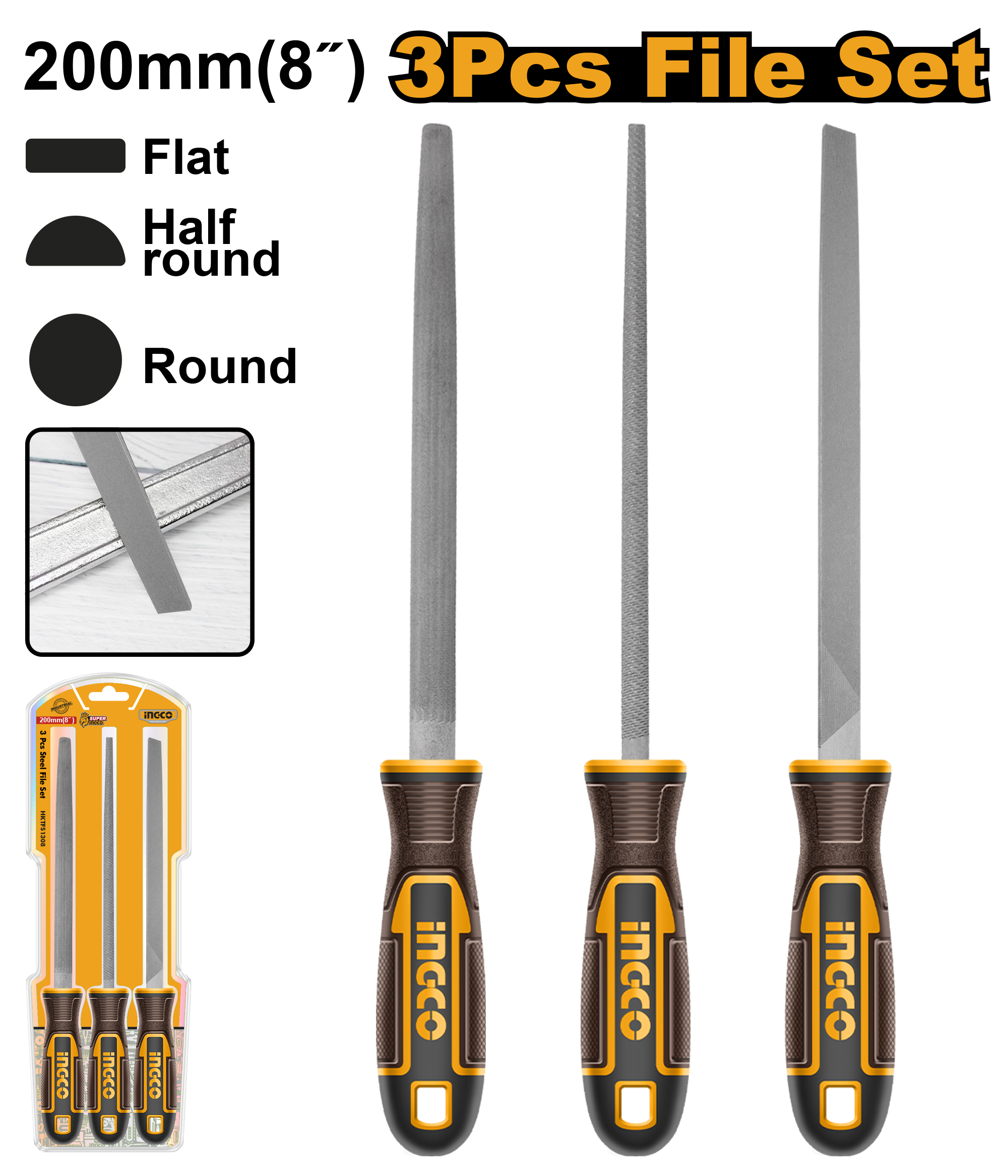 INGCO FILE SET STEEL SET OF 3 PCS