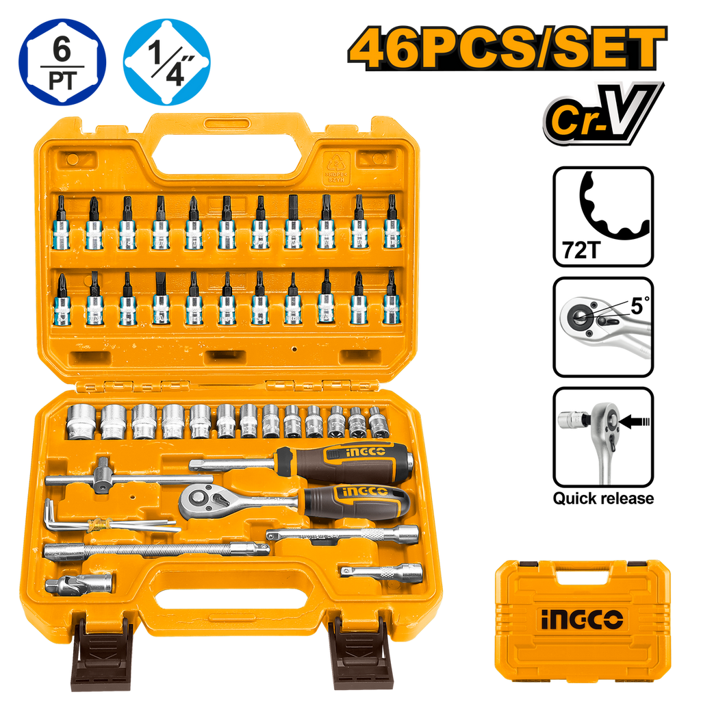 INGCO 46 PCS 1/4" SOCKET SET HKTS14462