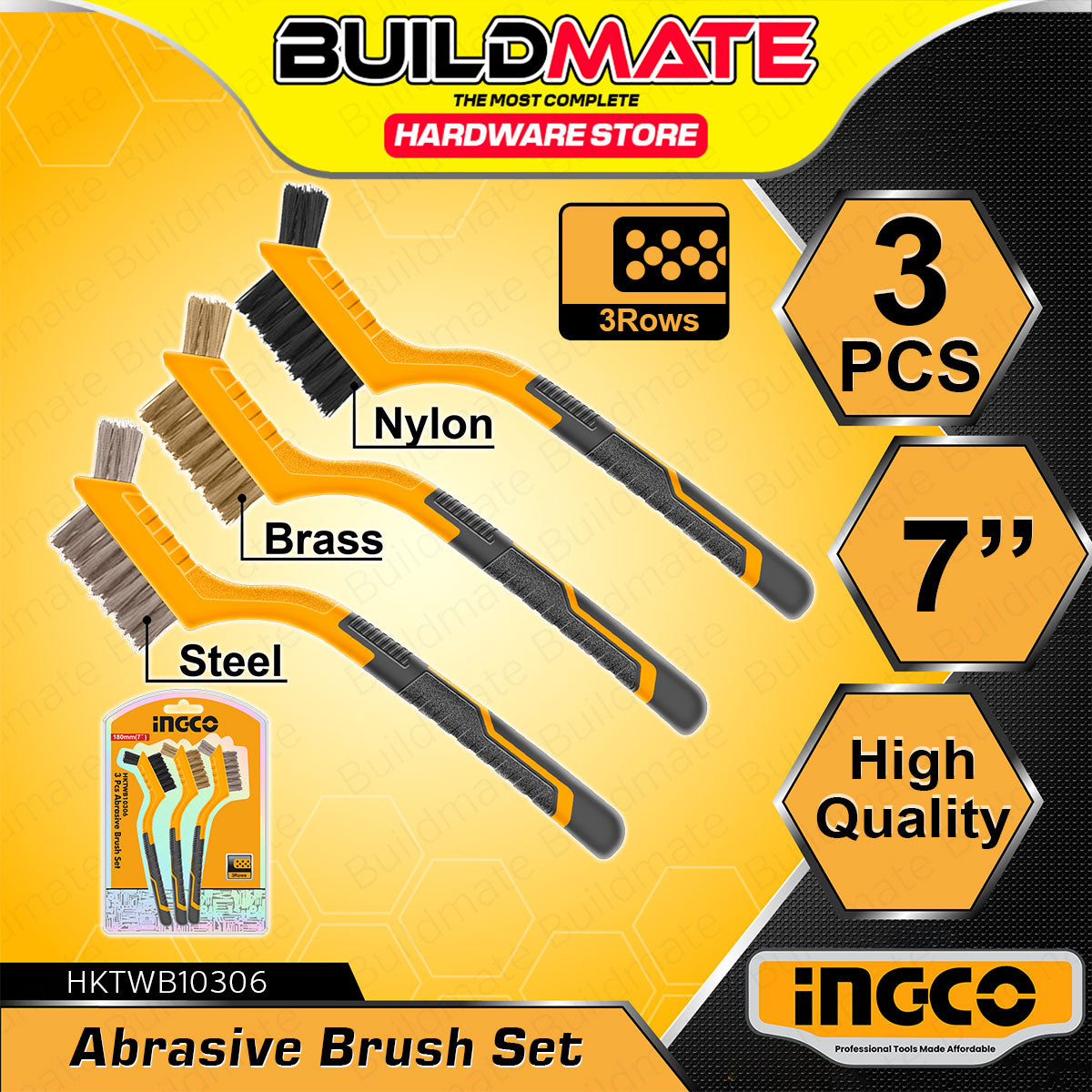 INGCO ABRASIVE BRUSH SET OF 3 PCS