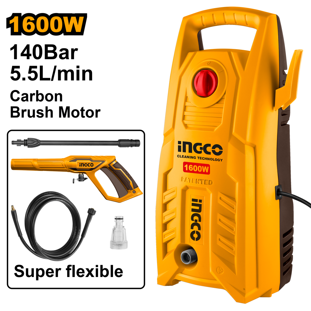 INGCO HIGH PRESSURE WASHER CARBON BRUSH MOTOR 140 BAR 1600W
