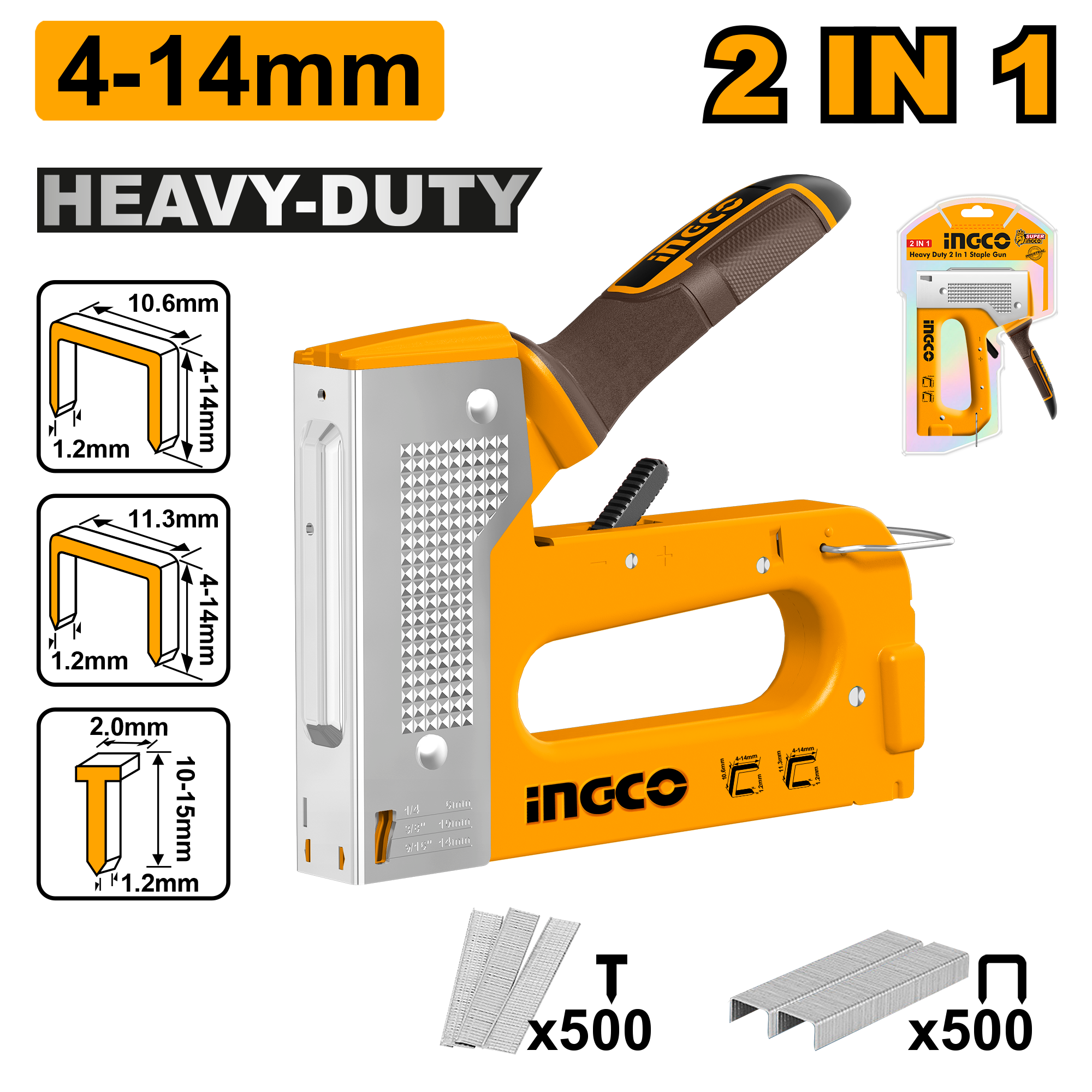 INGCO HEAVY DUTY 2 IN 1 STAPLE GUN
