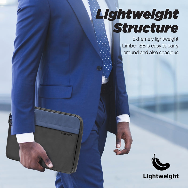 Promate LIMBER-SB.Blue Lightweight 13" Tablet Sleeve with Front Storage Zipper PRO-BG-Limber-SB.BLUE