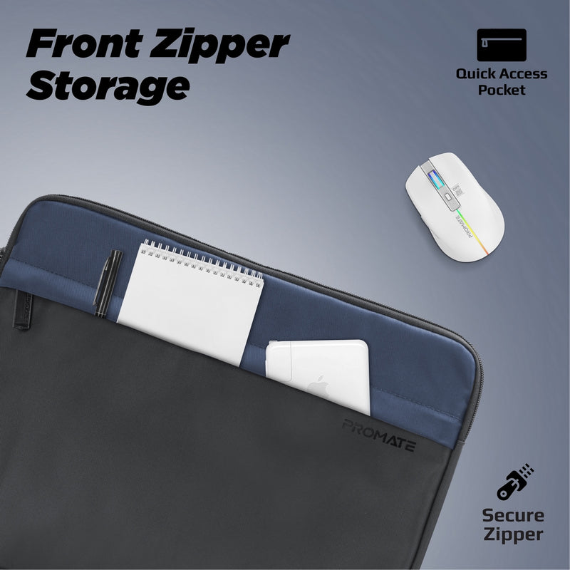 Promate LIMBER-SB.Blue Lightweight 13" Tablet Sleeve with Front Storage Zipper PRO-BG-Limber-SB.BLUE