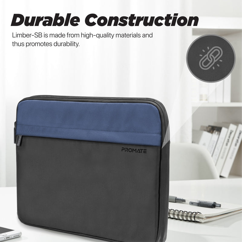 Promate LIMBER-SB.Blue Lightweight 13" Tablet Sleeve with Front Storage Zipper PRO-BG-Limber-SB.BLUE
