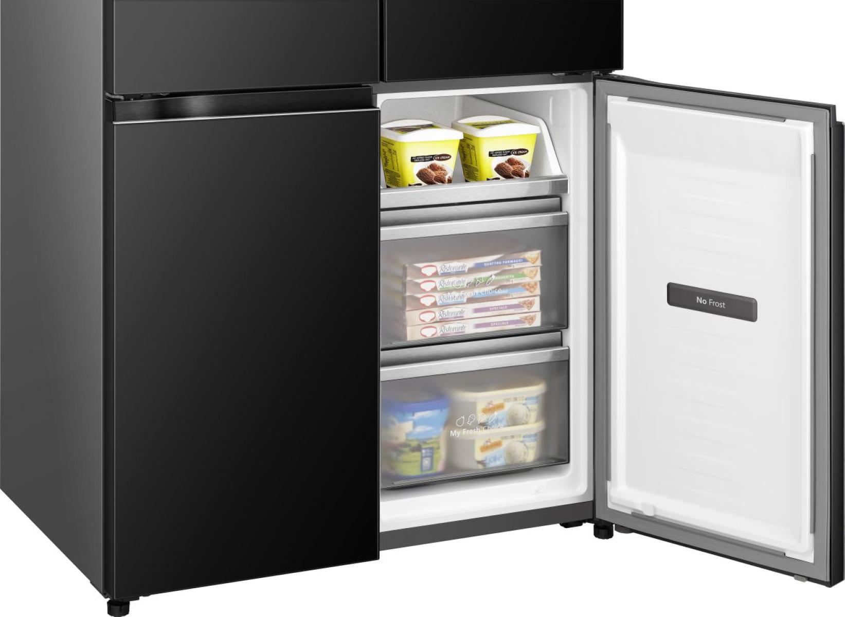 HISENSE 591L CAPACITY MULTI-DOOR FRIDGE- BLACK GLASS- EURO E