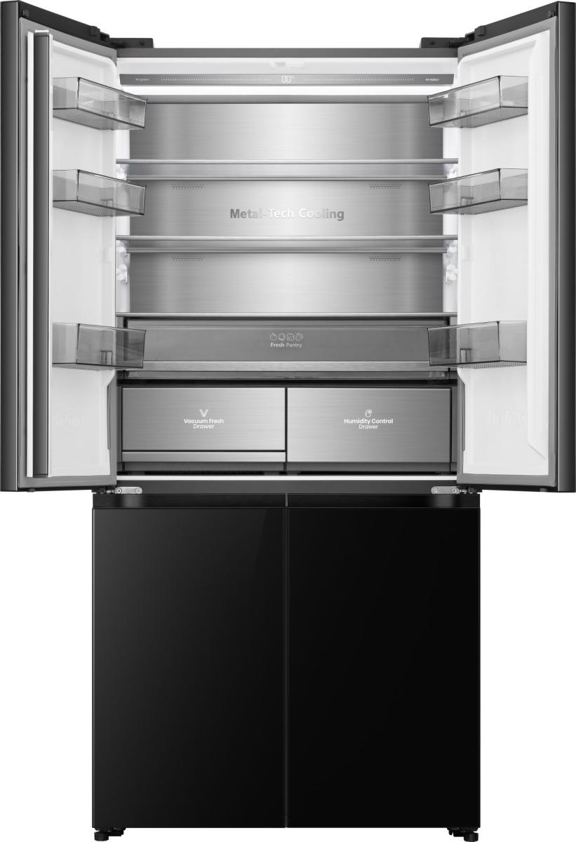 HISENSE 591L CAPACITY MULTI-DOOR FRIDGE- BLACK GLASS- EURO E
