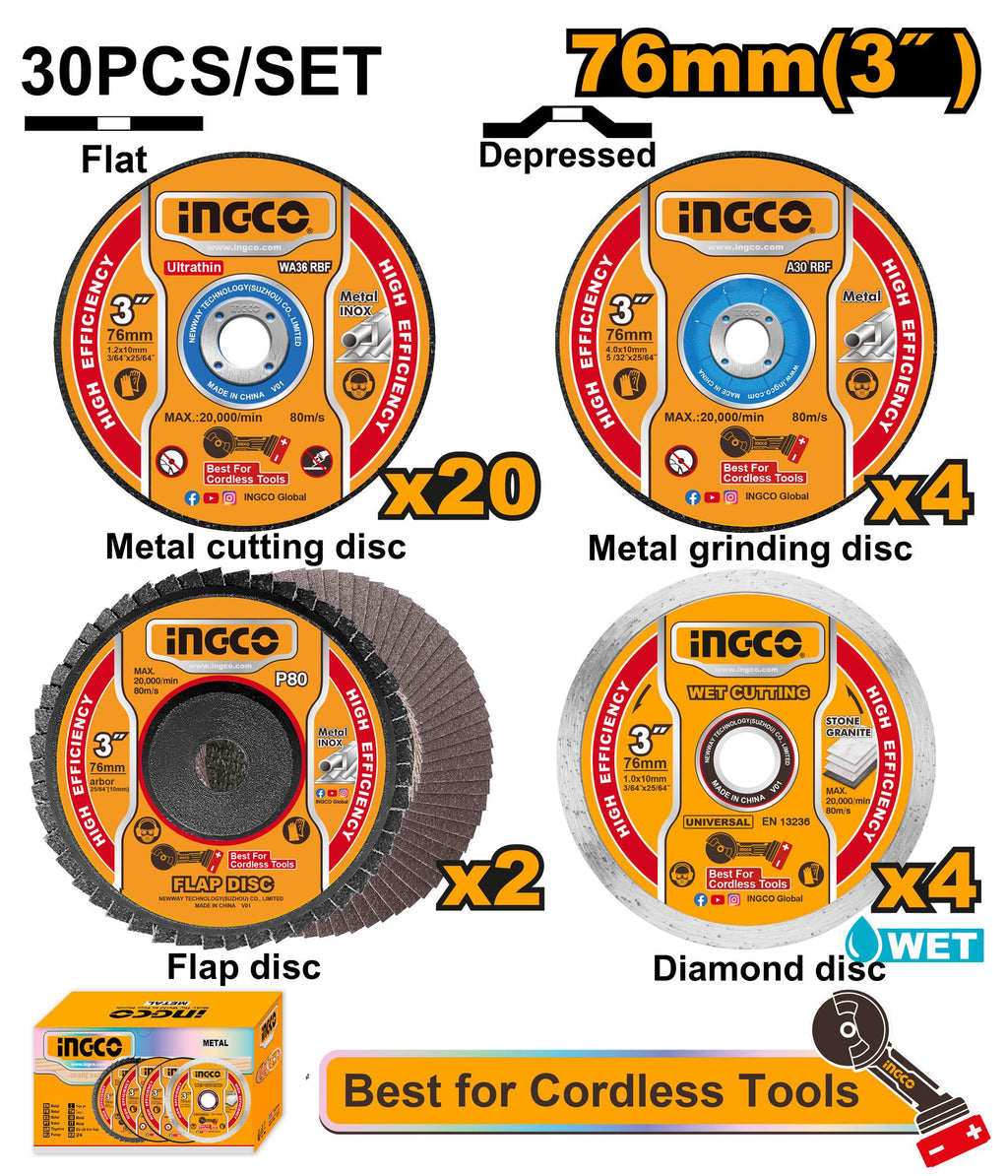 INGCO CUTTING AND GRINDING DISC SET MCD07630